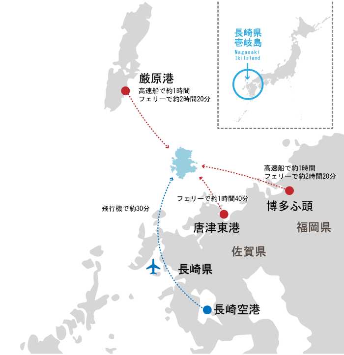 壱岐へのアクセスマップ